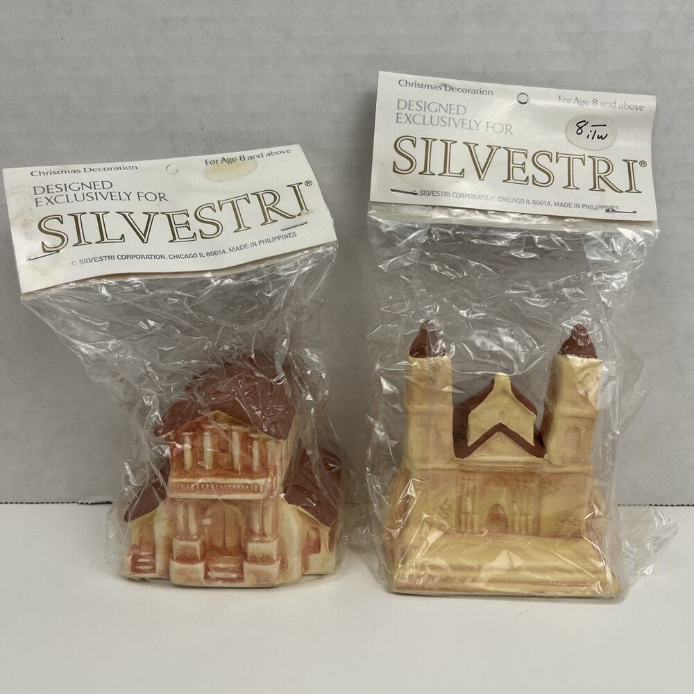 Silvestri Southwestern Church Christmas Decoration Lot of 2 Buildings Vintage